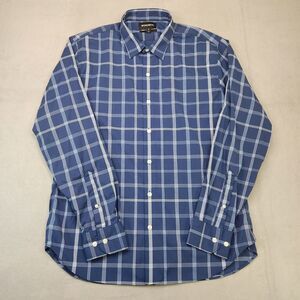 Bonobos Slim Fit Button Up‎ Shirt Men's XL Blue Plaid Long Sleeve Nylon Stretch